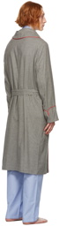 Isaia Grey Pima Cotton Houndstooth Robe