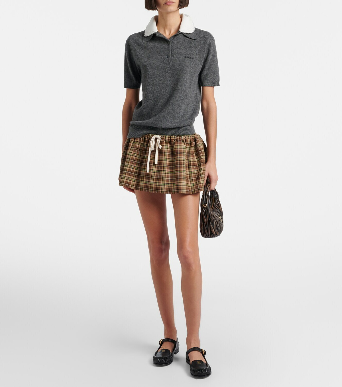 Miu Miu Logo cashmere polo shirt