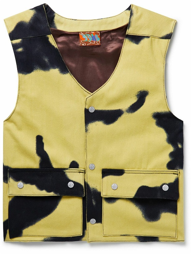 Photo: COME TEES - Camouflage-Print Denim Vest - Yellow