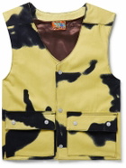 COME TEES - Camouflage-Print Denim Vest - Yellow