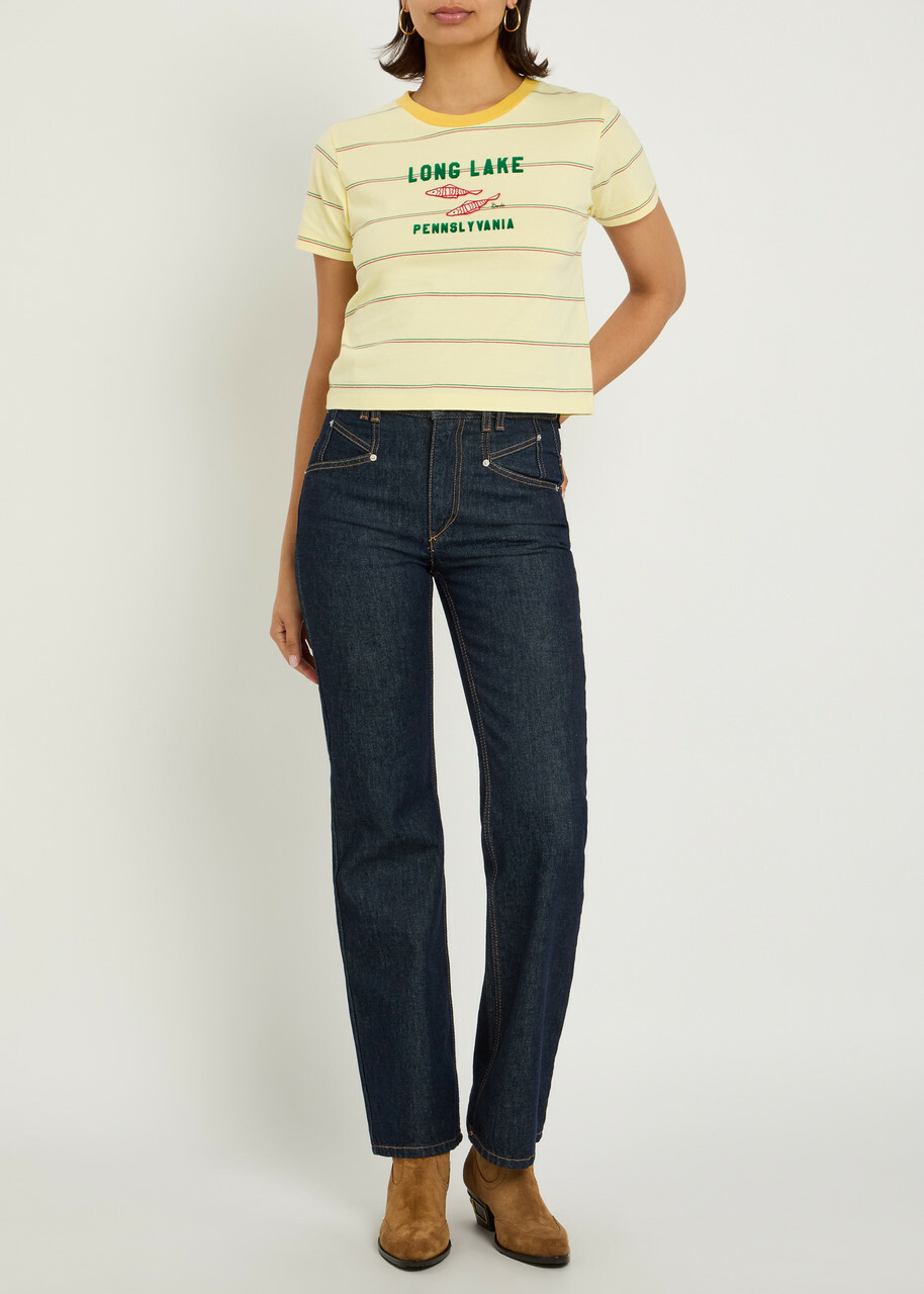 Bode Summertime Striped Cotton T-shirt Yellow