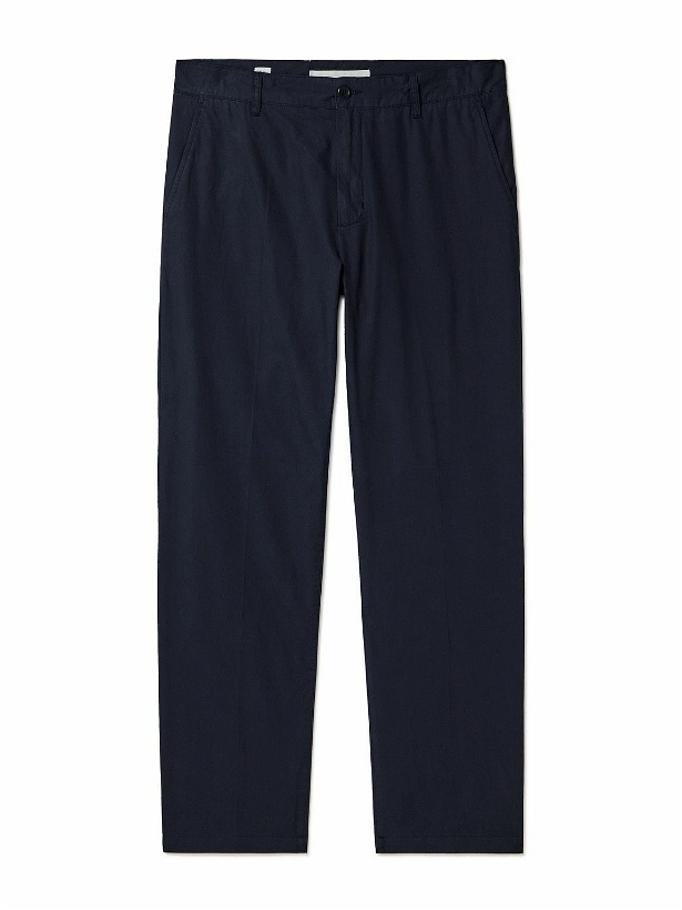Photo: Norse Projects - Andersen Straight-Leg Cotton and Linen-Blend Trousers - Blue