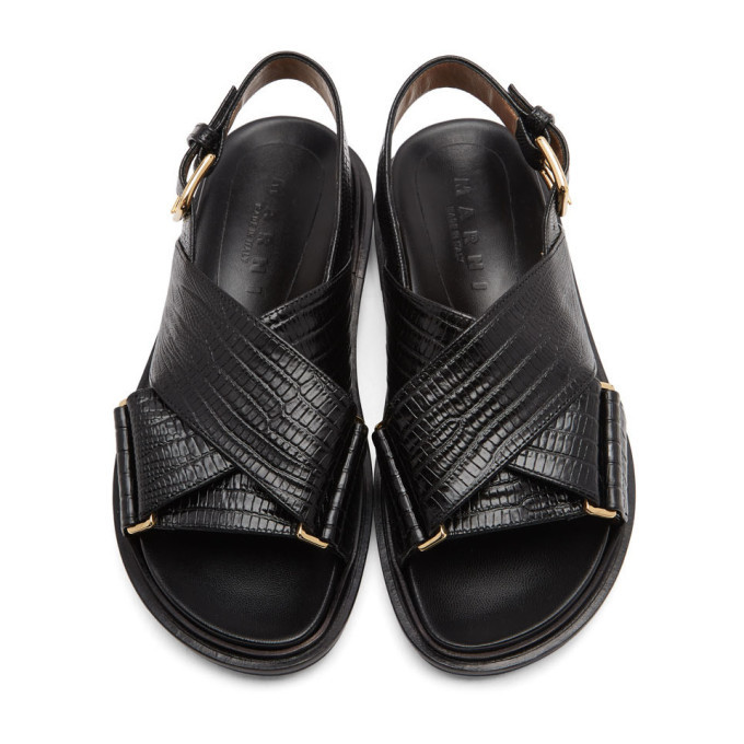 Fussbett leather sandal Marni Black size 39 EU in Leather - 35988613