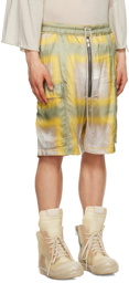 Rick Owens Green & Yellow Cargobela Shorts
