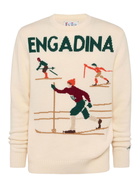 MC2 Saint Barth White Sweater Bombardino Light With Engadina Skiers Jacquard