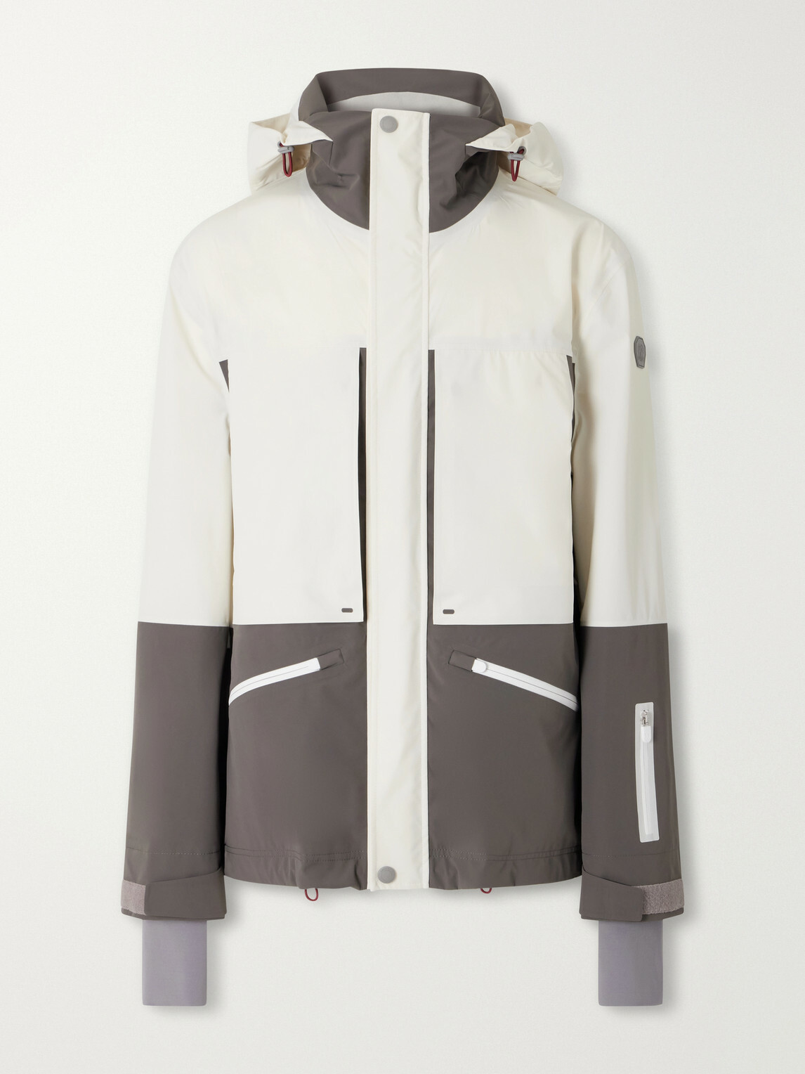 Brunello Cucinelli - Hooded Two-Tone Stretch Jersey-Trimmed Shell Ski Jacket - Gray