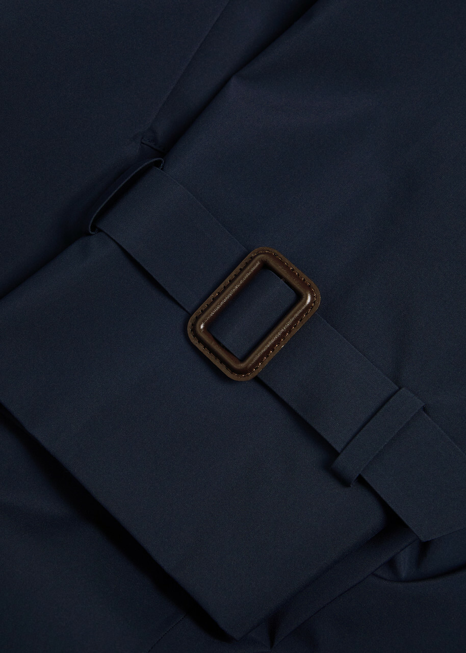Weekend Max Mara Fatto Belted Cotton Trench Coat Dark Blue
