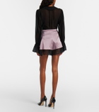 Nina Ricci Lace-trimmed silk-blend satin shorts