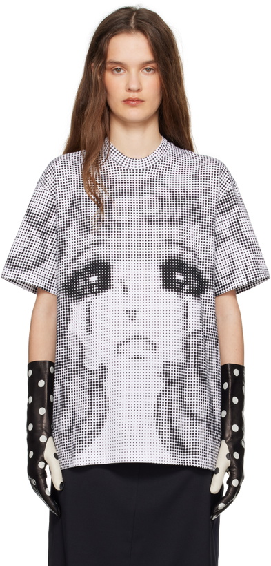 Photo: Pushbutton Black & White Pixel Crying Girl T-shirt