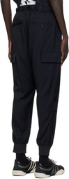 Y-3 Black Rayon Twill Cuffed Cargo Pants