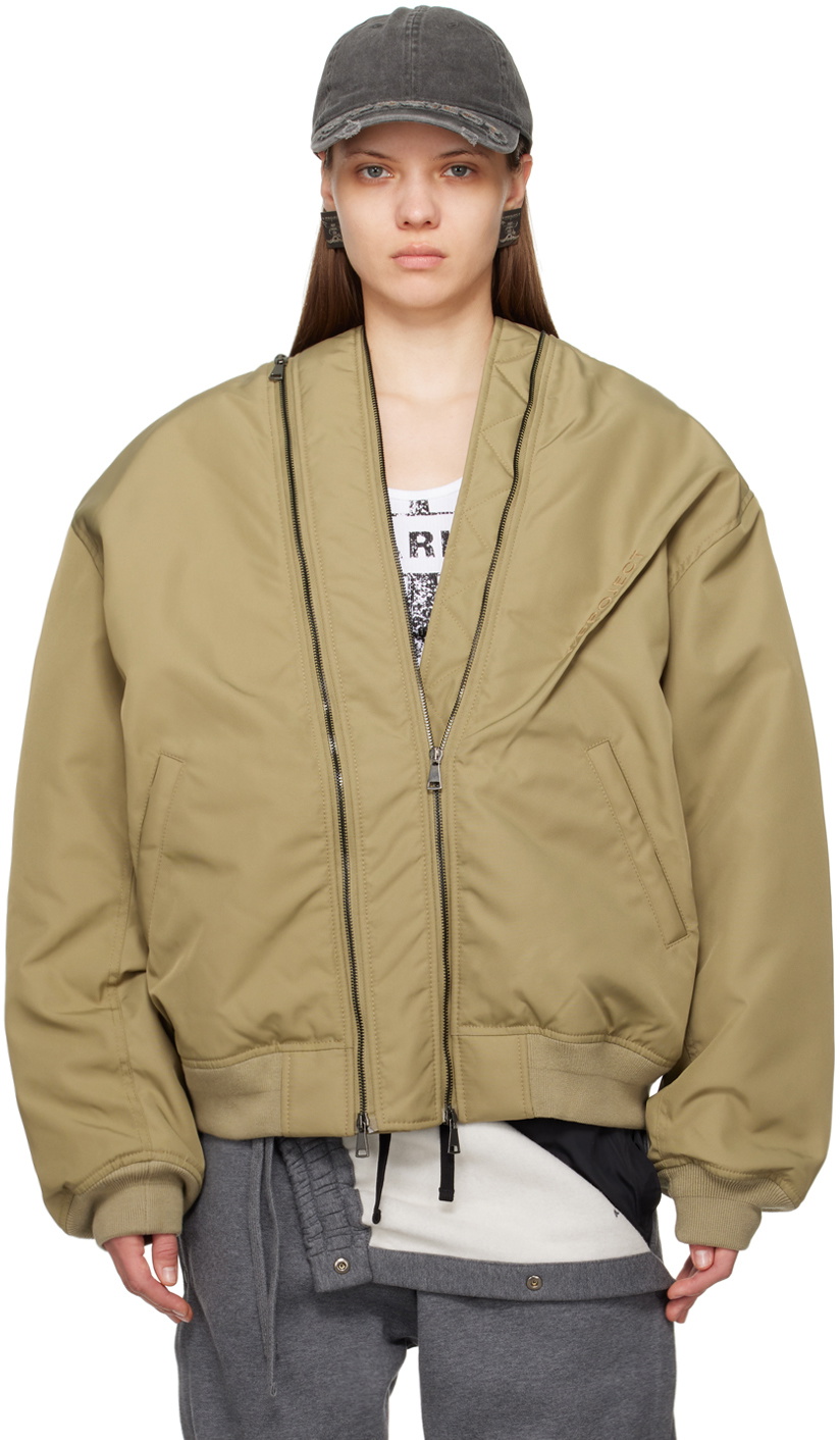 Y/Project: Taupe Double Zip Bomber Jacket | SSENSE