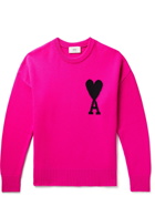 AMI PARIS - Logo-Intarsia Virgin Wool Sweater - Pink