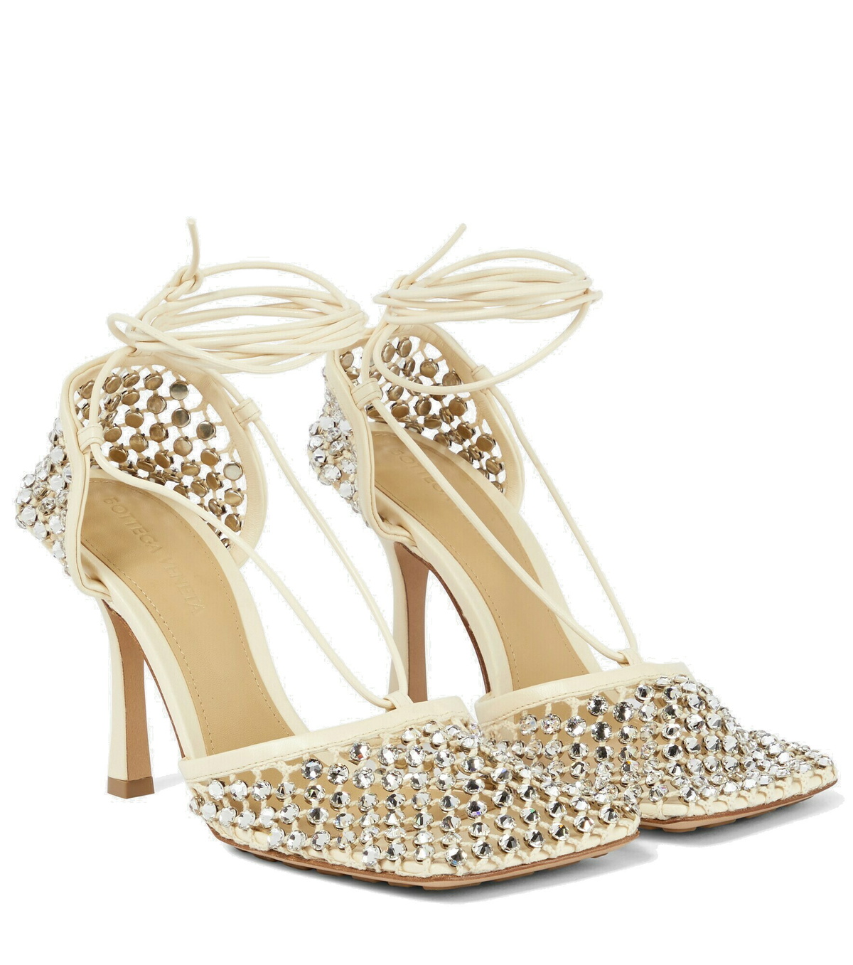 BOTTEGA VENETA Womens Ivory Embellished Square Toe Stiletto Slip On Dress Pumps Shoes main image 1