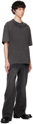 Feng Chen Wang Black Seaming Double Waist Jeans