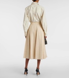Loro Piana Fumiko wool, linen and silk midi skirt