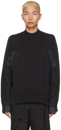 Sacai Black Grosgrain Mix Knit Sweater