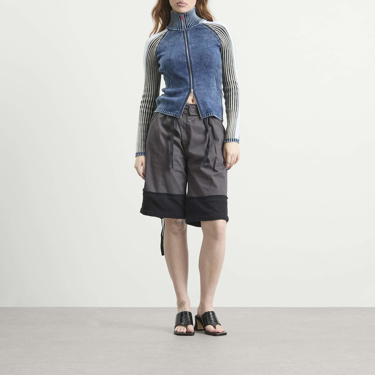 Ottolinger Women's Baggy Cargo Shorts in Black-Grey
