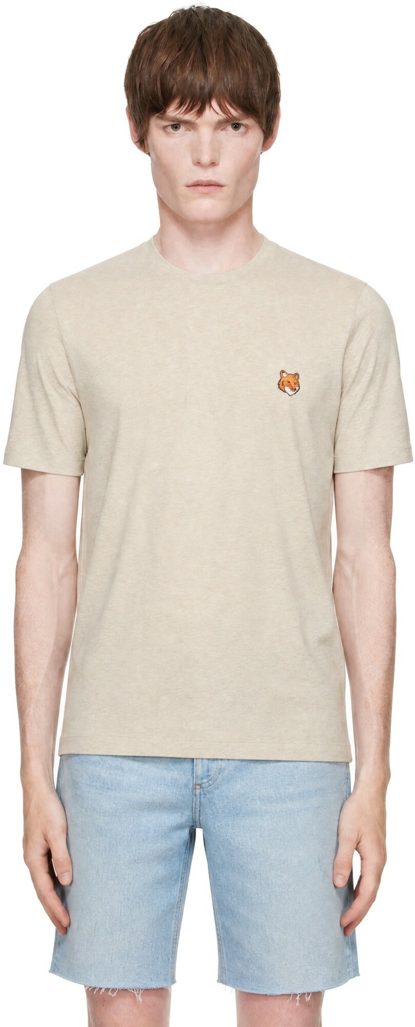 Maison Kitsuné Beige Fox Head Regular T-shirt