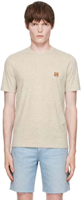 Photo: Maison Kitsuné Beige Fox Head Regular T-shirt