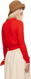 Jil Sander Red Cropped Sweater