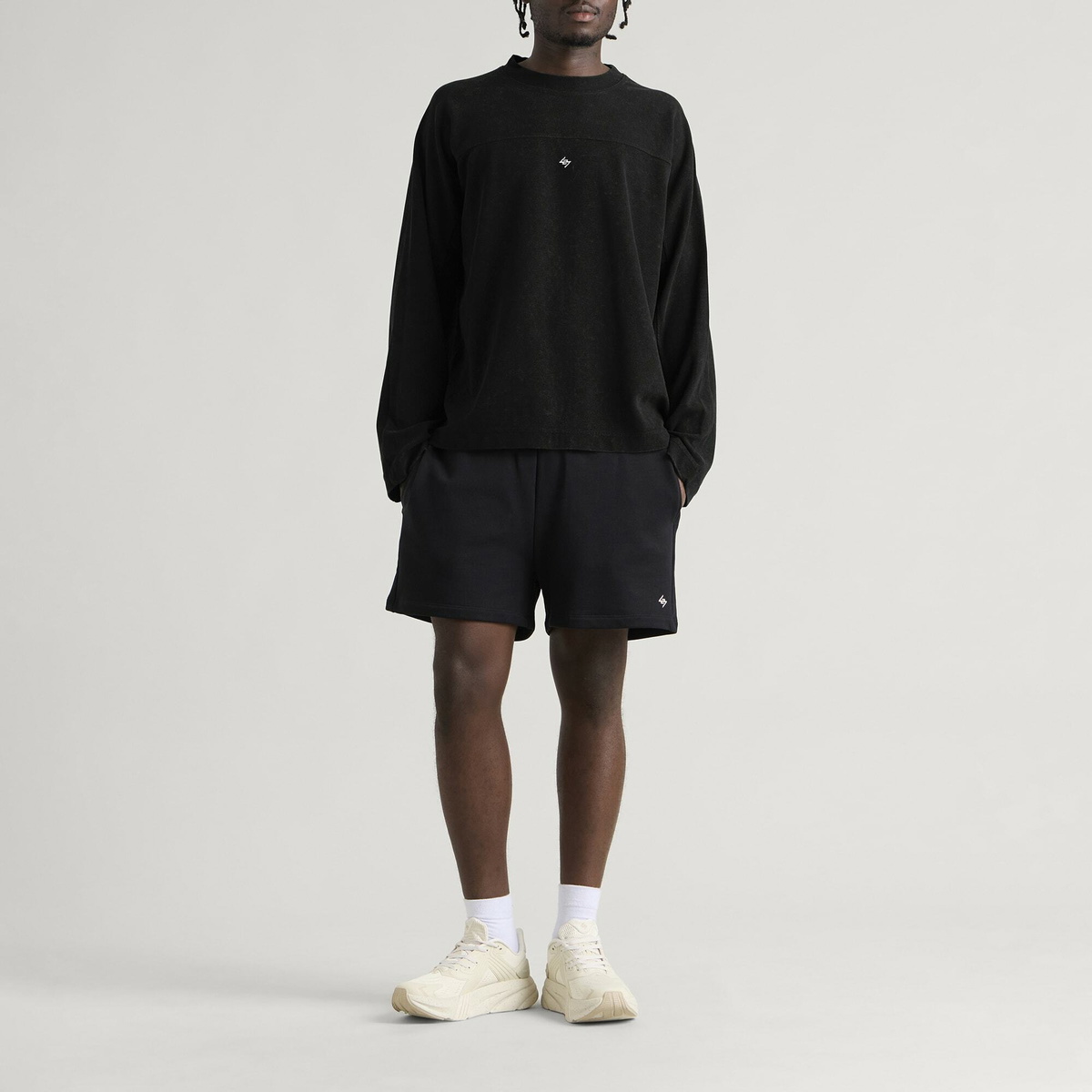 Represent 247 Men's Waffle Sweatshirt in Jet Black