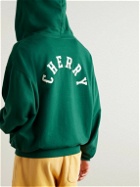 CHERRY LA - Logo-Appliquéd Cotton-Jersey Zip-Up Hoodie - Green