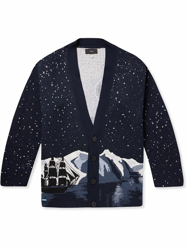 Photo: Alanui - In the Middle of Nowhere Wool-Blend Jacquard Cardigan - Blue