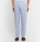 Hanro - Ryan Contrast-Tipped Cotton-Jacquard Pyjama Set - Men - Light blue