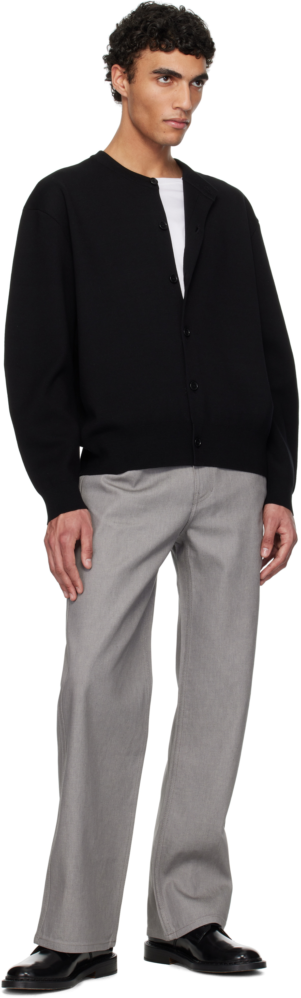 AMOMENTO Black Semi Oversized Cardigan