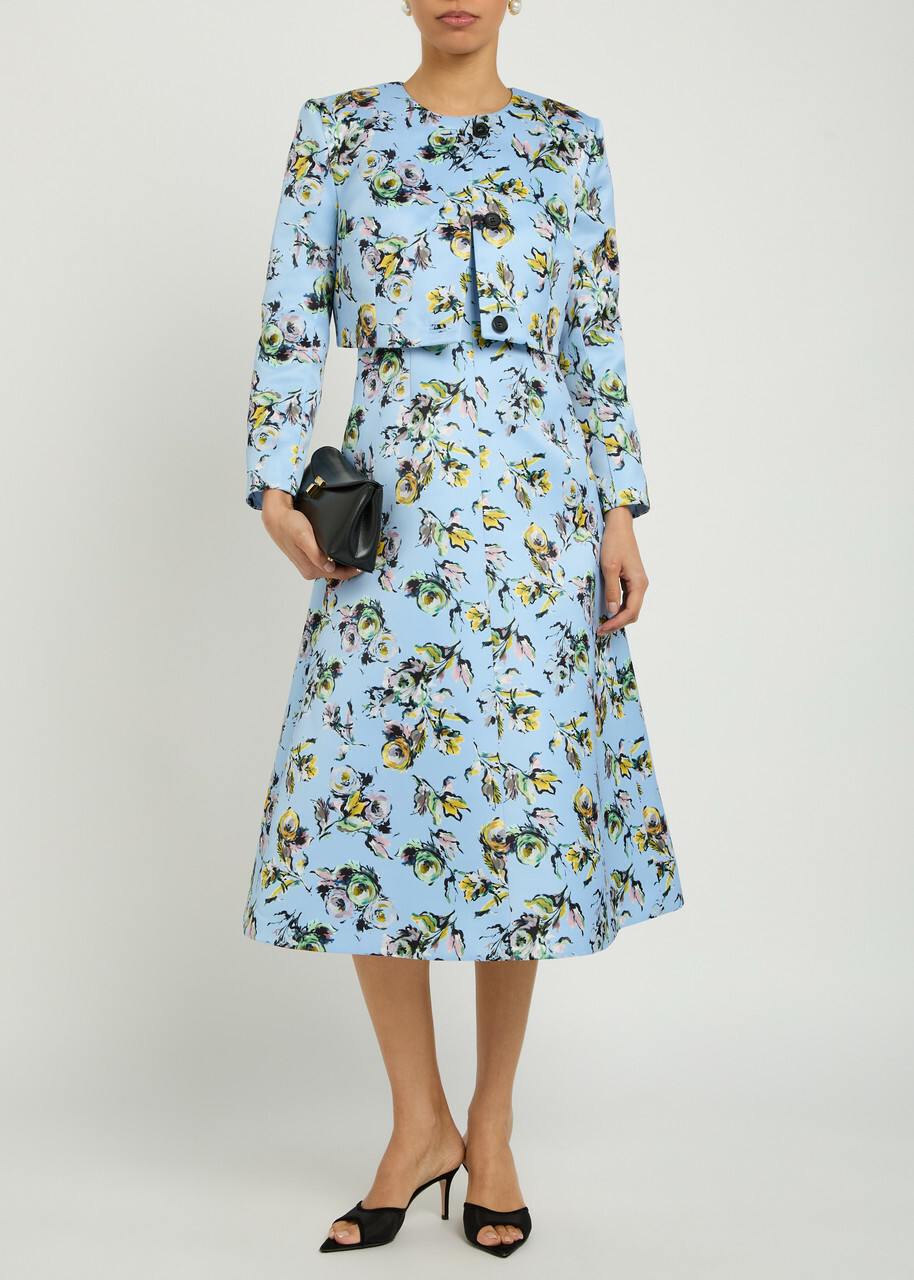 Emilia Wickstead Lizette Floral-print Duchess-satin Jacket Green