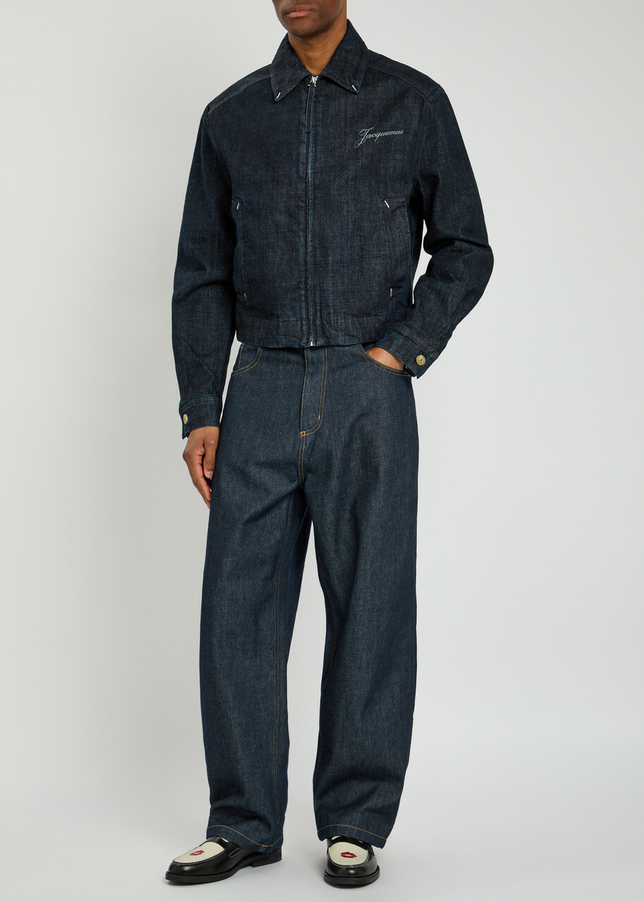 Jacquemus La Veste De-nîmes Crocodile-effect Canvas Jacket Navy