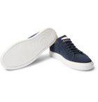 Brunello Cucinelli - Leather-Trimmed Brushed-Suede Sneakers - Blue
