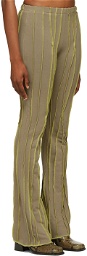 Helenamanzano SSENSE Exclusive Beige & Green Twist 3D Stripe Lounge Pants