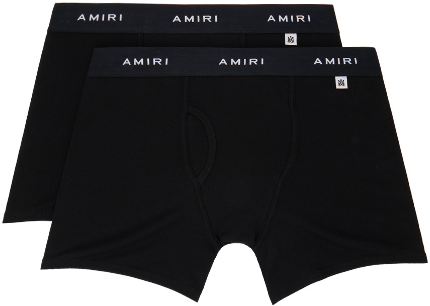 AMIRI Two-Pack Black Logo Patch Boxer Briefs