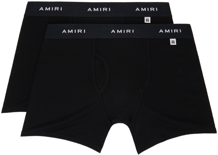 Photo: AMIRI Two-Pack Black Logo Patch Boxer Briefs