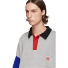 Loewe Grey and Blue Cashmere Long Sleeve Polo