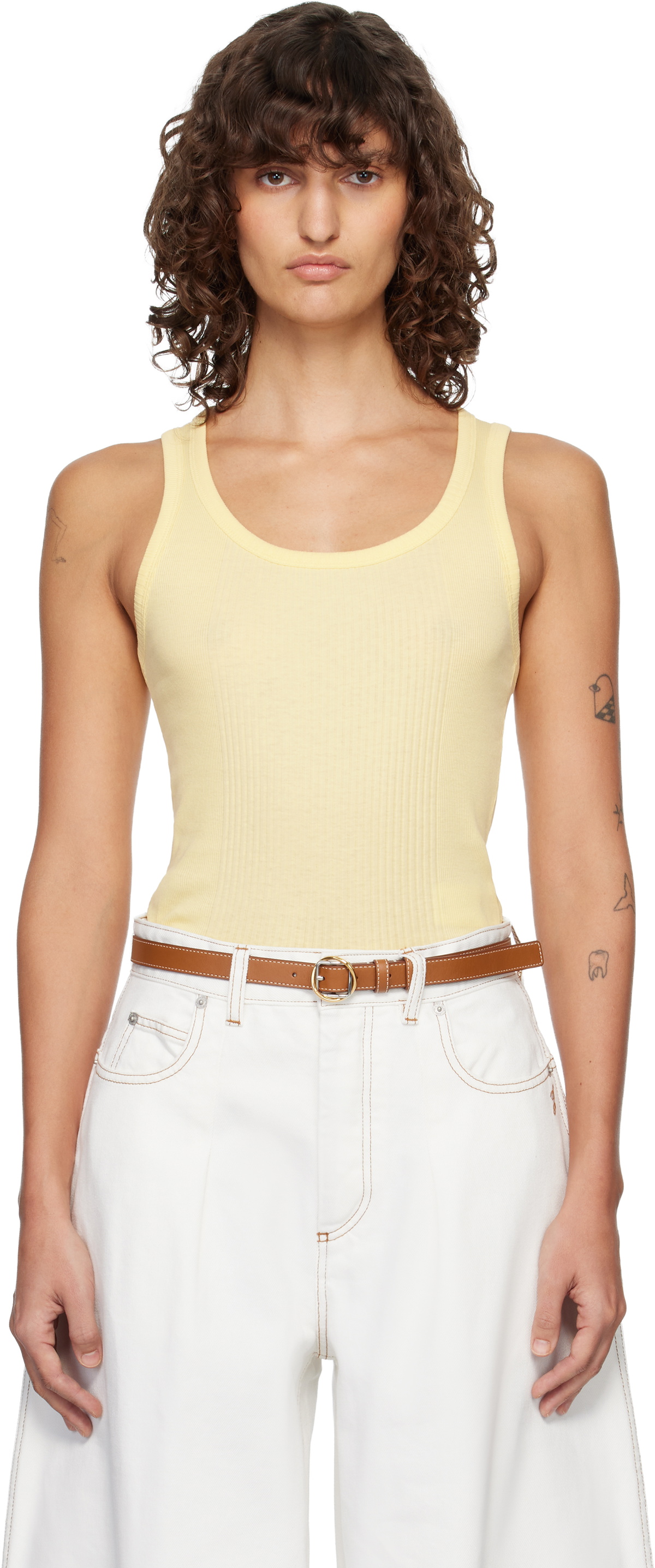 JACQUEMUS Yellow 'The Rond Carré' Tank Top