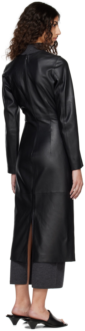 Totme Black Paneled Leather Midi Dress Toteme Totme Black Paneled Leather Midi Dress Toteme