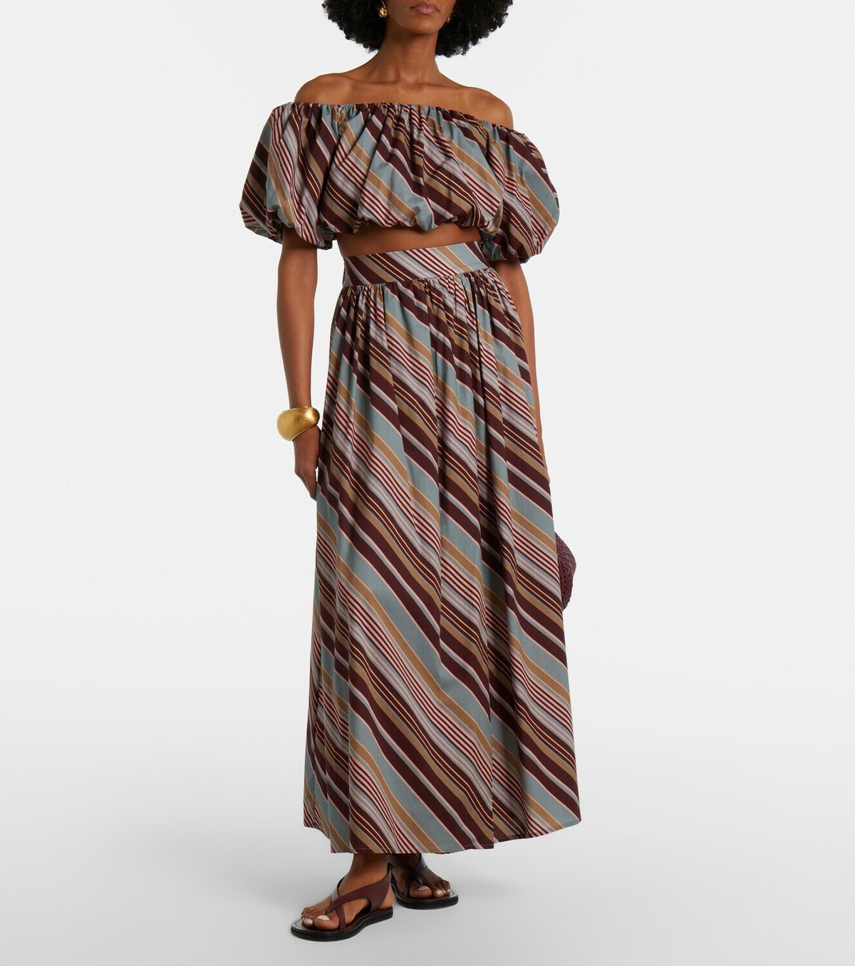 Adriana Degreas Striped cotton-blend maxi skirt