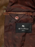 Etro - Double-Breasted Printed Cotton-Blend Velvet Suit Jacket - Brown