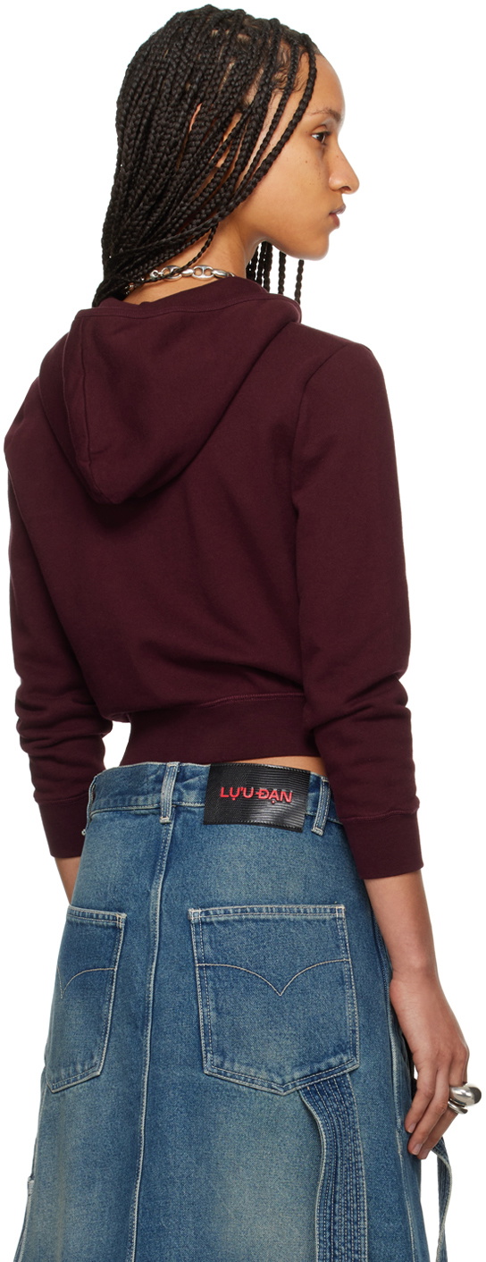 LU'U DAN Burgundy Shrunken Hoodie