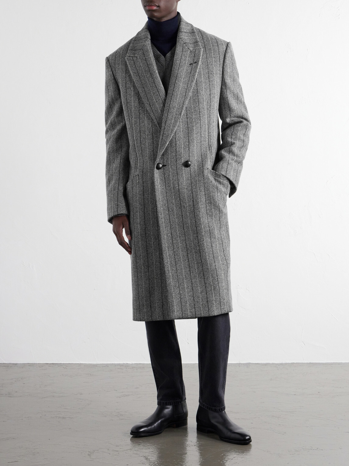 Zegna - Trofeo Selection Double-Breasted Pinstriped Wool Coat - Gray