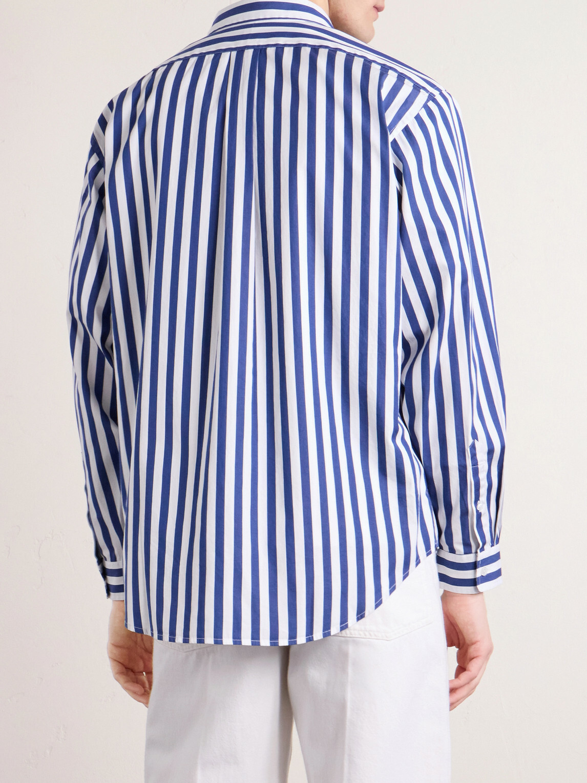 Aimé Leon Dore - Oversized Logo-Embroidered Striped Cotton Shirt - Blue