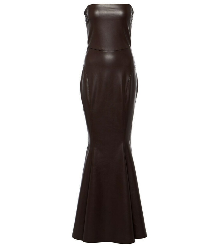 Photo: Norma Kamali Strapless faux leather fishtail gown