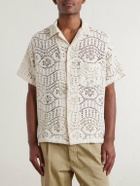 Portuguese Flannel - Camp-Collar Crocheted Cotton-Blend Shirt - Neutrals