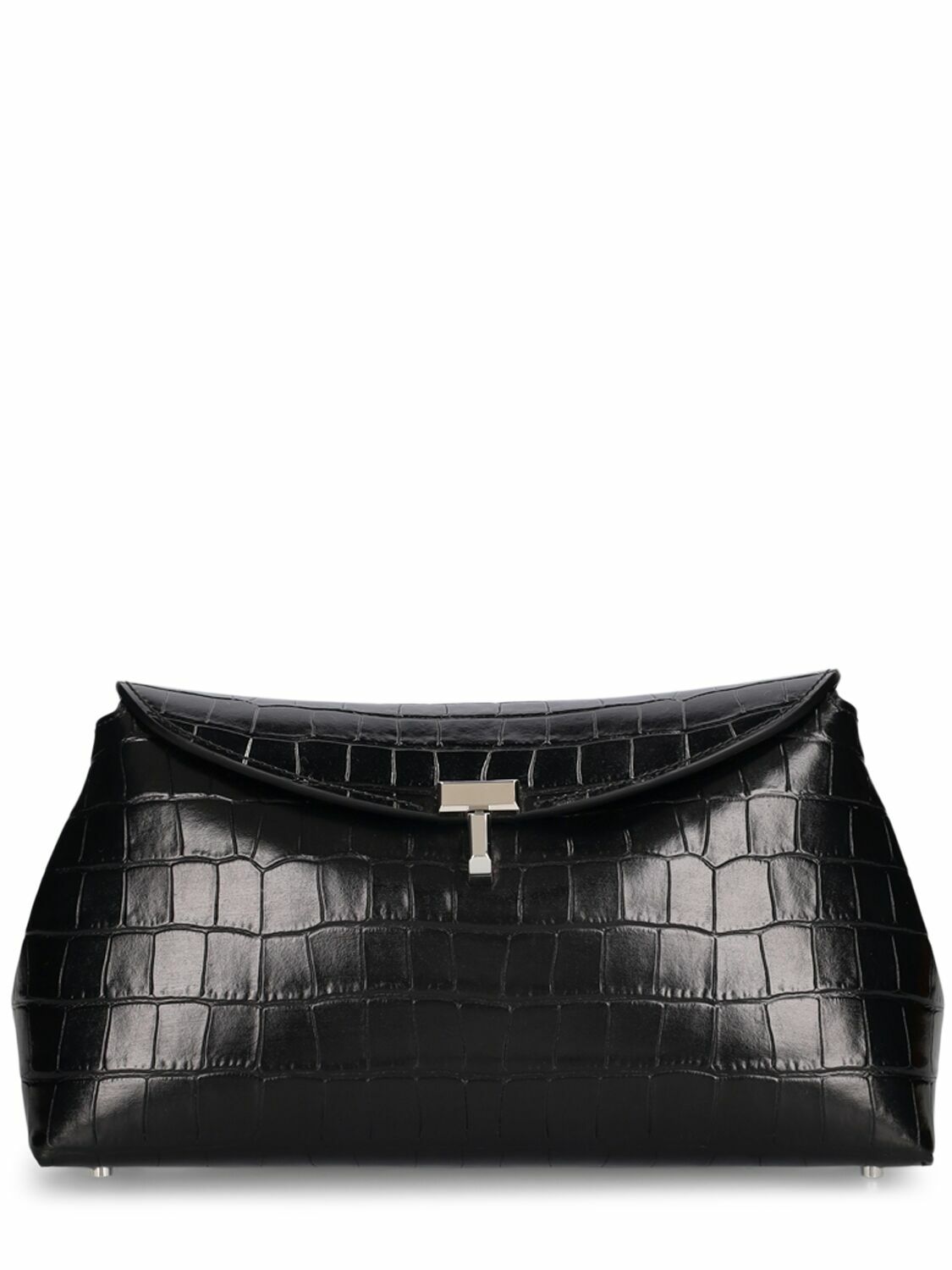 TOTEME T-lock Croc Embossed Leather Clutch Toteme