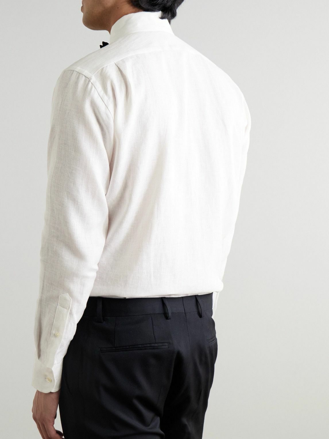 Favourbrook - Pintucked Linen Tuxedo Shirt - White