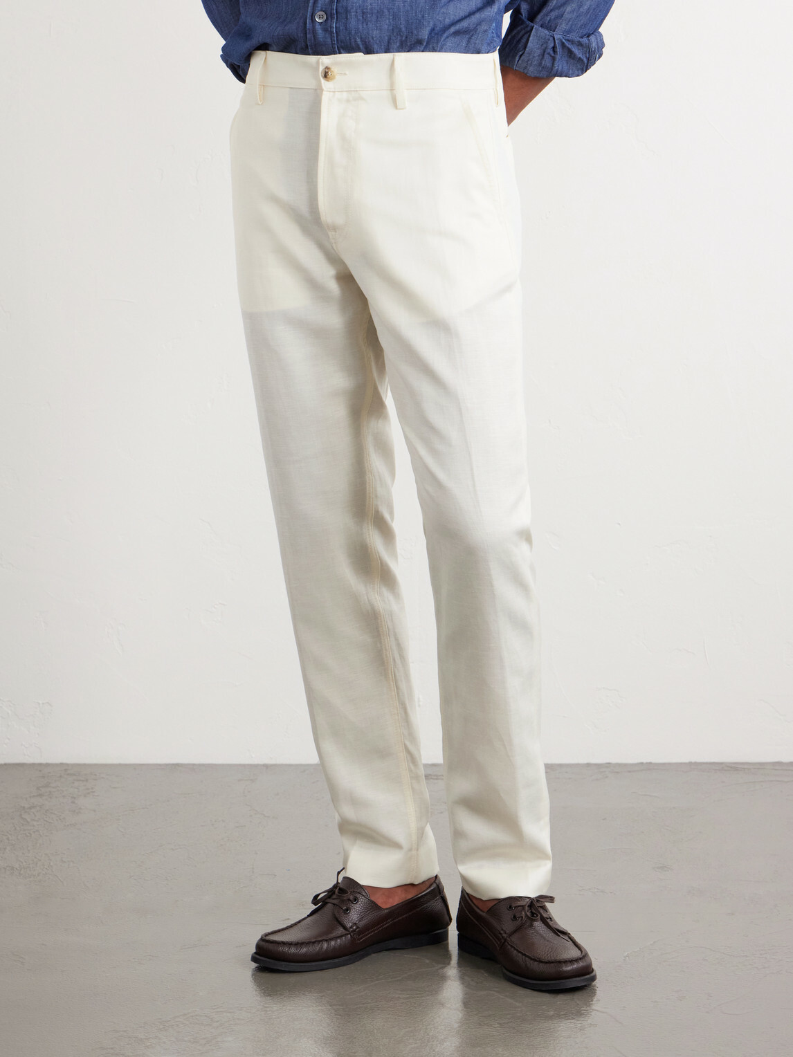 Canali - Straight-Leg Wool and Linen-Blend Twill Suit Trousers - White