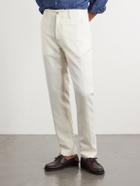 Canali - Straight-Leg Wool and Linen-Blend Twill Suit Trousers - White