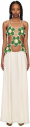 SIEDRÉS Off-White & Green Hallie Maxi Dress